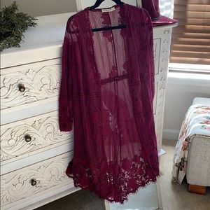 Burgundy/Wine/Marsala Lace Duster